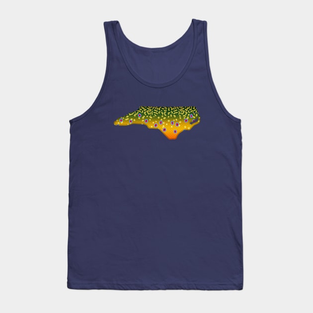 Brook Trout Fish North Carolina State Map Fishing Gifts Tank Top by TeeCreations